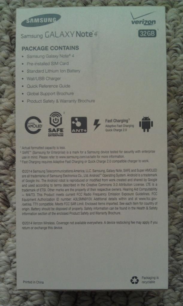 Bán SS Galaxy Note 4,màu đen,32 Gb,hàng Mỹ (Verizon),bản world,full box,moi 99,99% - 1