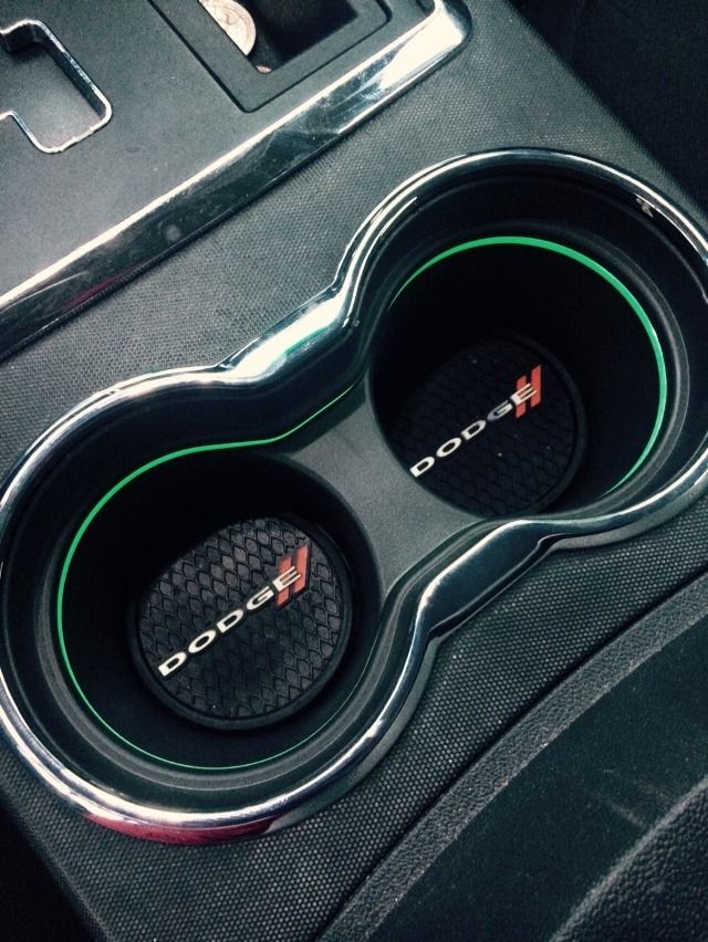 OEM illuminated cupholders installed w/ Dodge cupholder coasters/plates
