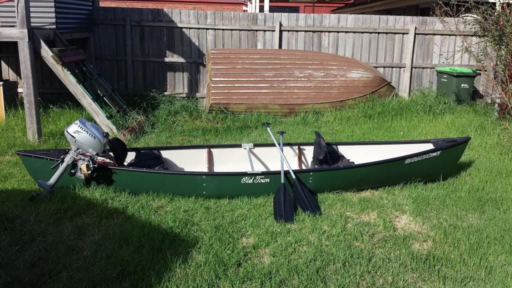 Old Town Saranac 146XT Canoe with Honda 2.3hp motor