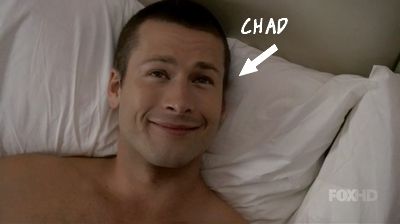 Glen Powell, the actor playing Chad Radwell, is really charismatic and enthusiastic in his role.