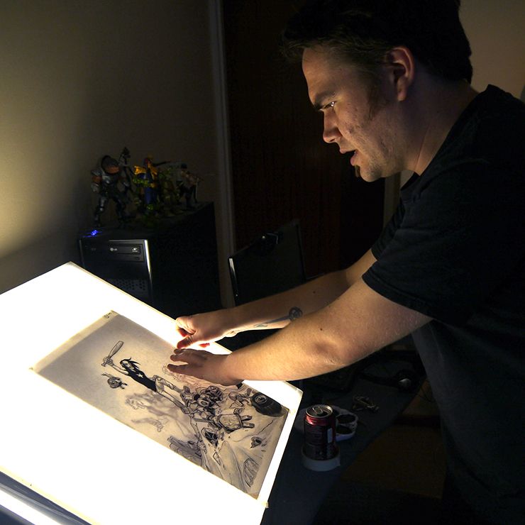 Christopher Beukes at his lightbox