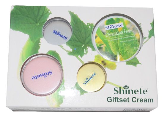 Shinete Cream Pack Whitening Whiten Lightening Lighten + Reduce Dark spots + Melasma + Acne 4in1 box. 