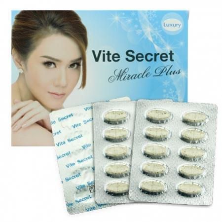 Vite Secret Miracle Plus + Collagen ,Rice Bran Extract,Tomato Extract,Acerola Cherry Extract,Melon Extract,Grape Seed Extract Nourishing Vitamins Smooth Skin Feel Miracle of Young Skin 