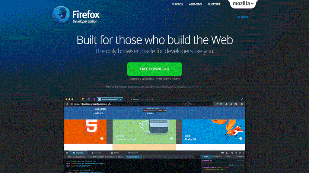Firefox Web Developer Edition for Developers