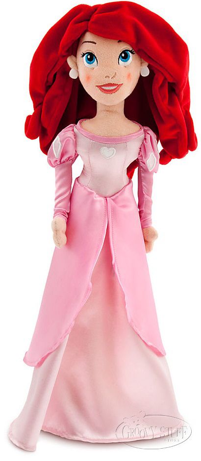 Disney Little Mermaid Princess Ariel Pink Dress Stuffed ...