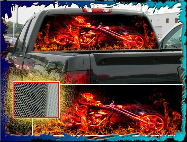Your symbol available Chopper /"Truck Rear Window Graphic/" Fire Skull