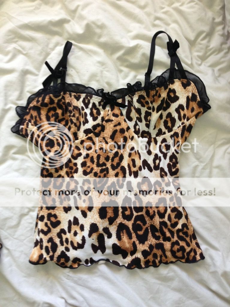 Wheels & Dollbaby Leopard Print Singlet & skirt ♥ dress top cami bow