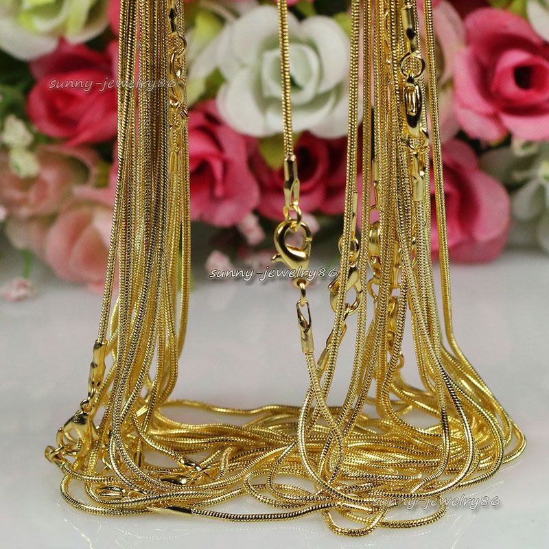 10//20//50//100pcs Silver//Gold Plated 1.2mm Snake Chain Necklace 16/" 18/" 20/" 24/"