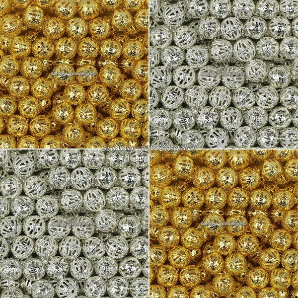 Wholesale Round Filigree Spacer Beads 4mm,6mm,8mm,10mm,Silver，Gold，Copper，Bronze